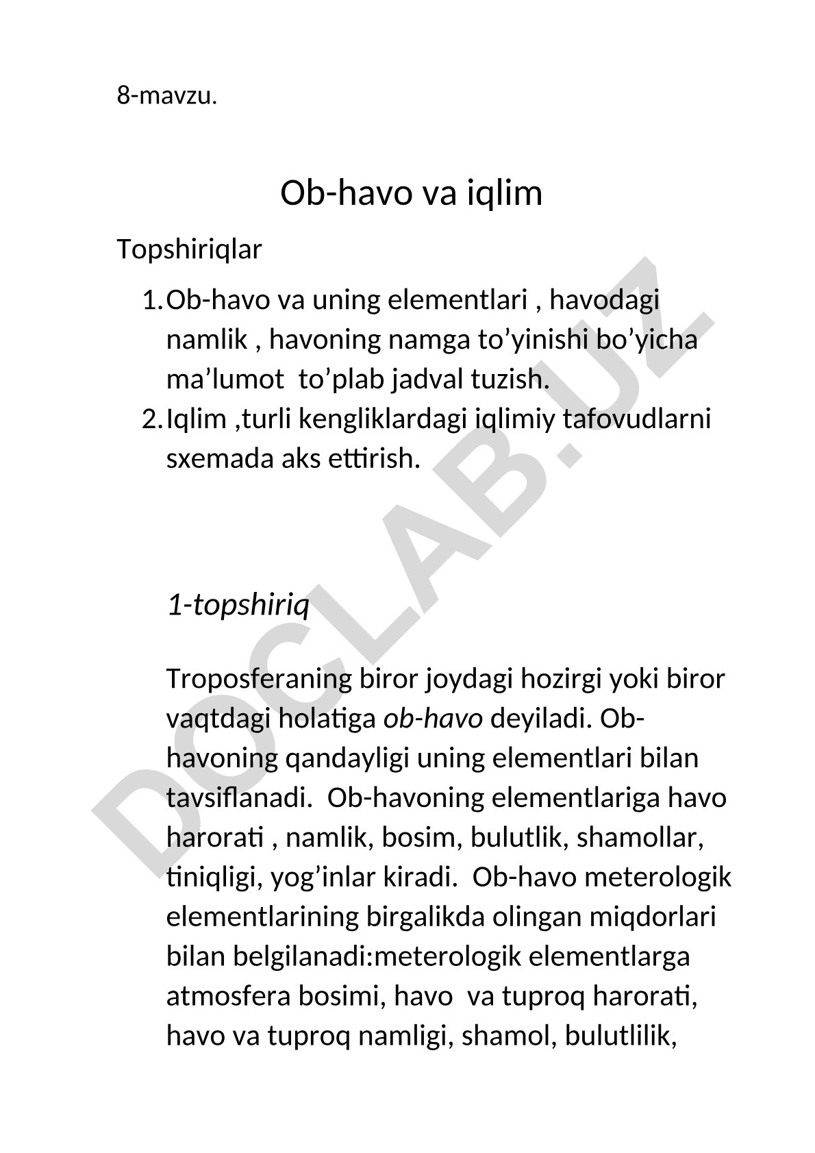 Ob-havo va iqlim
