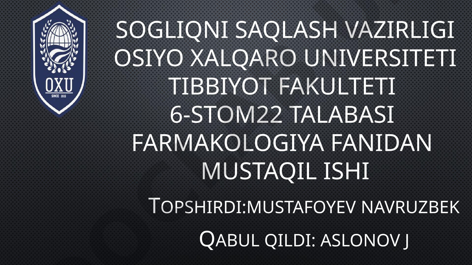 Kislota va ishqorlar.ishqoriy va ishqoriy-yer metall tuzlar.stomatologiyada kalsiy magniy preparatlarning q`ollanilishi