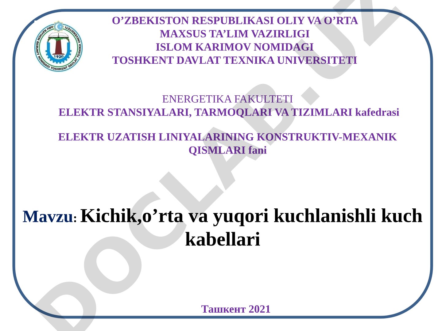 Kichik, o'rta va yuqori kuchlanishli kuch kabellari