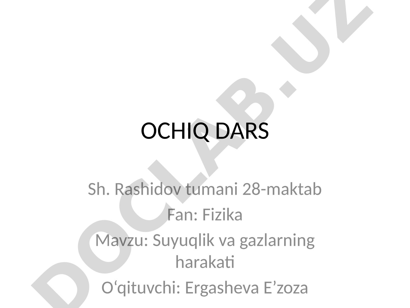 Suyuqlik va gazlarning harakati
