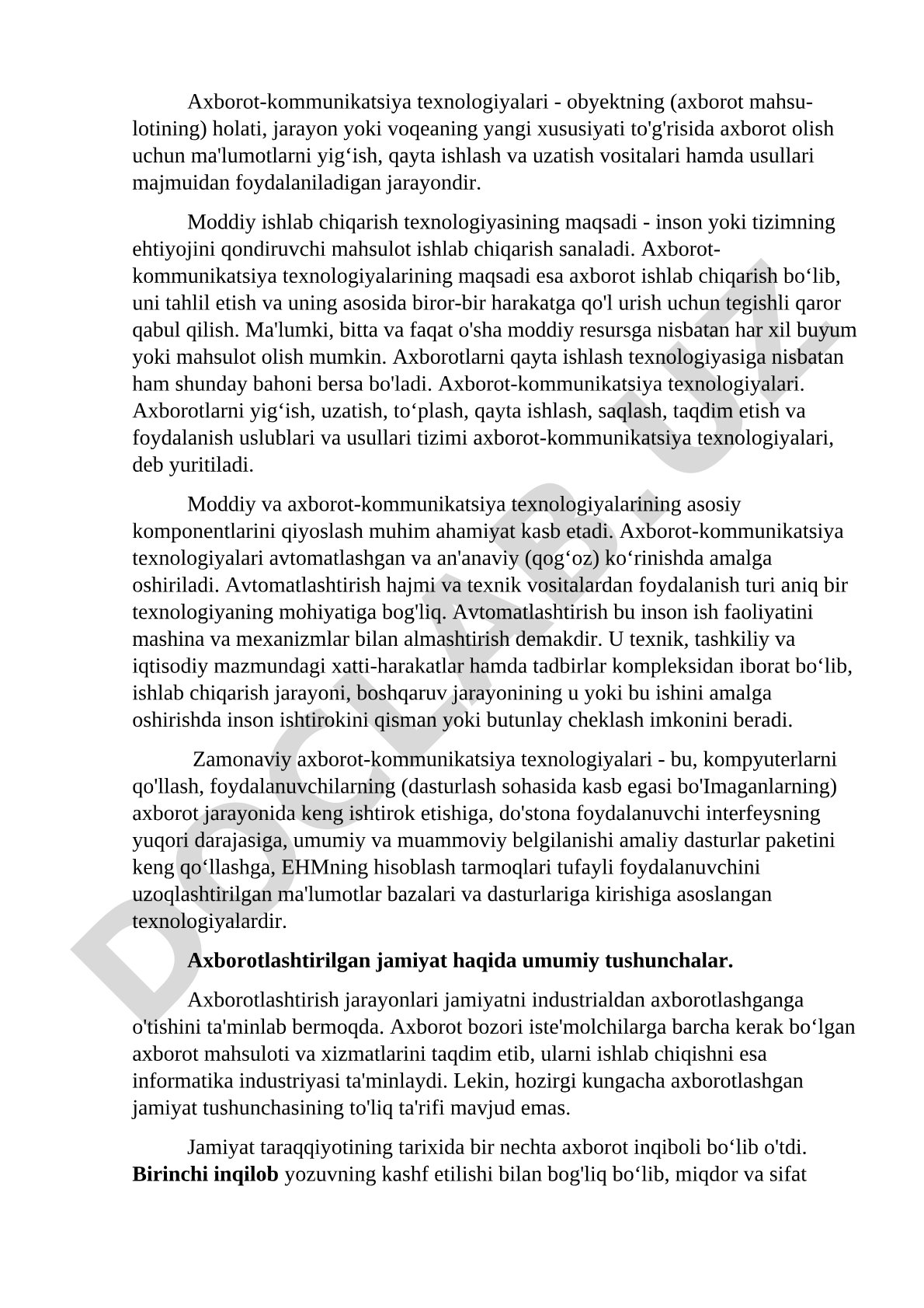 Axborot-kommunikatsiya texnologiyalari tushunchasi