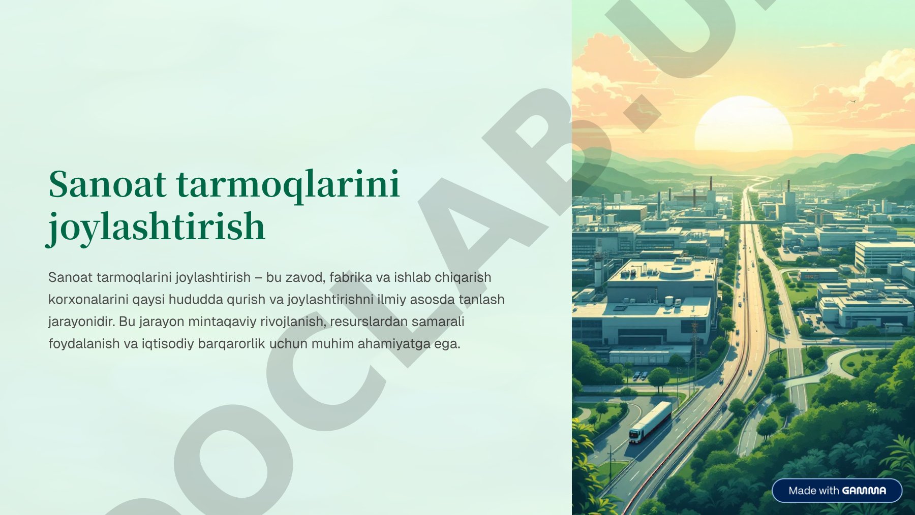 Sanoat tarmoqlarini joylashtirish omillari: xom ashyo, energetika, mehnat, transport va