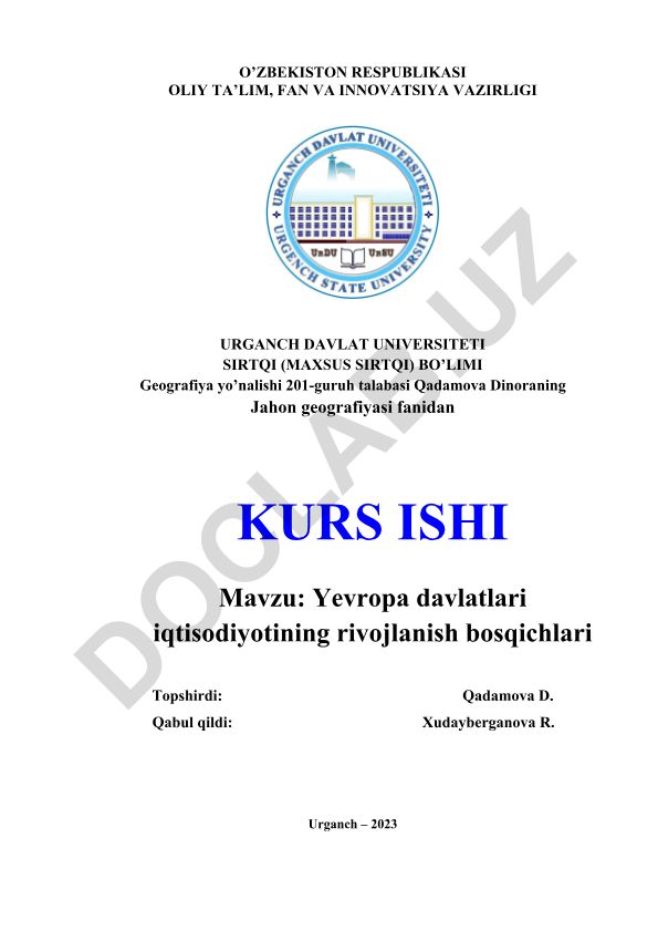 Yevropa davlatlari iqtisodiyotining rivojlanish bosqichlari