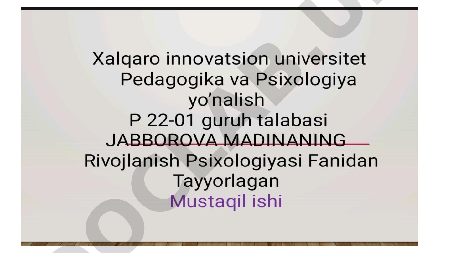 Rivojlanish Psixologiyasi Fanidan Tayyorlagan Mustaqil ishi