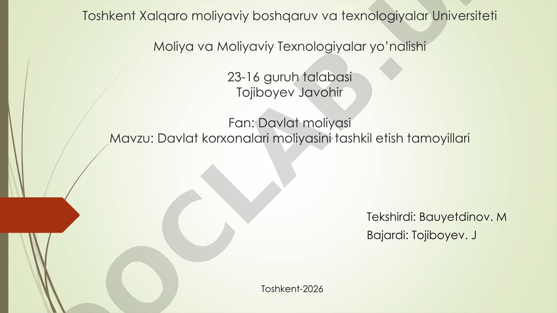 Davlat korxonalari moliyasini tashkil etish tamoyillari