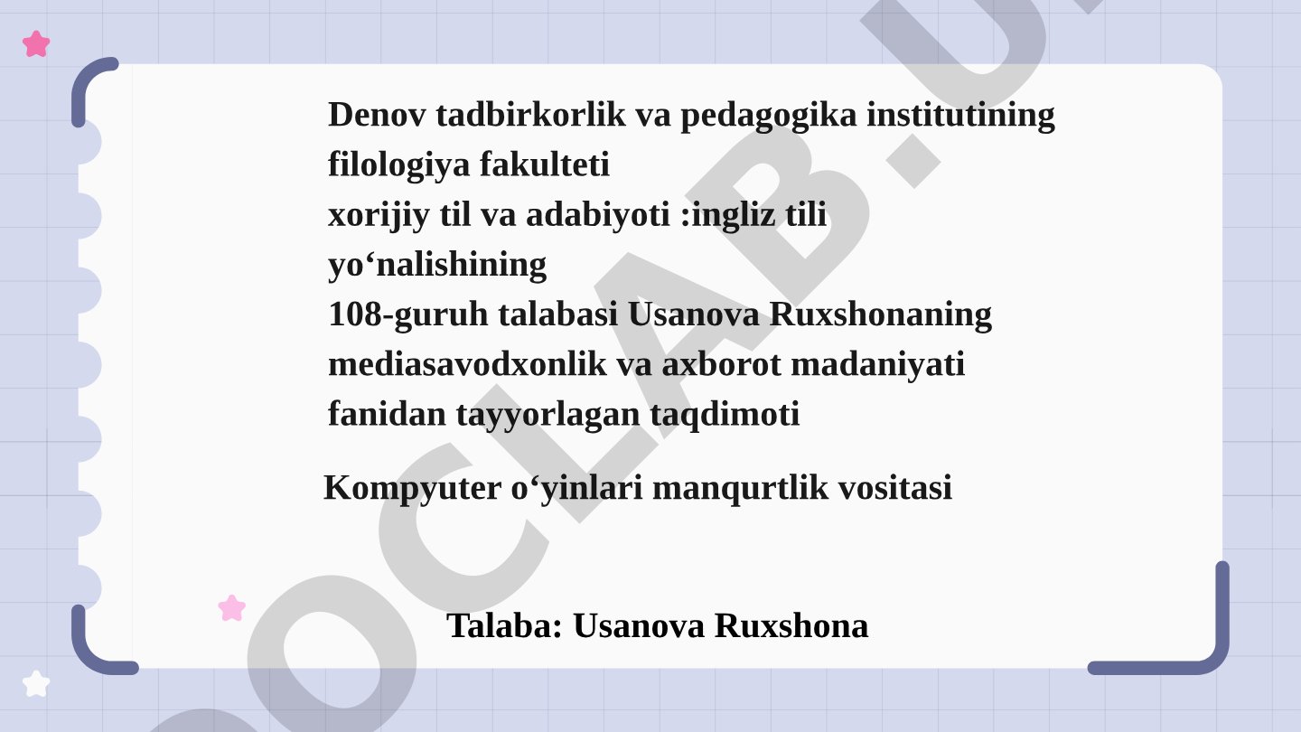 Kompyuter o‘yinlari manqurtlik vositasi