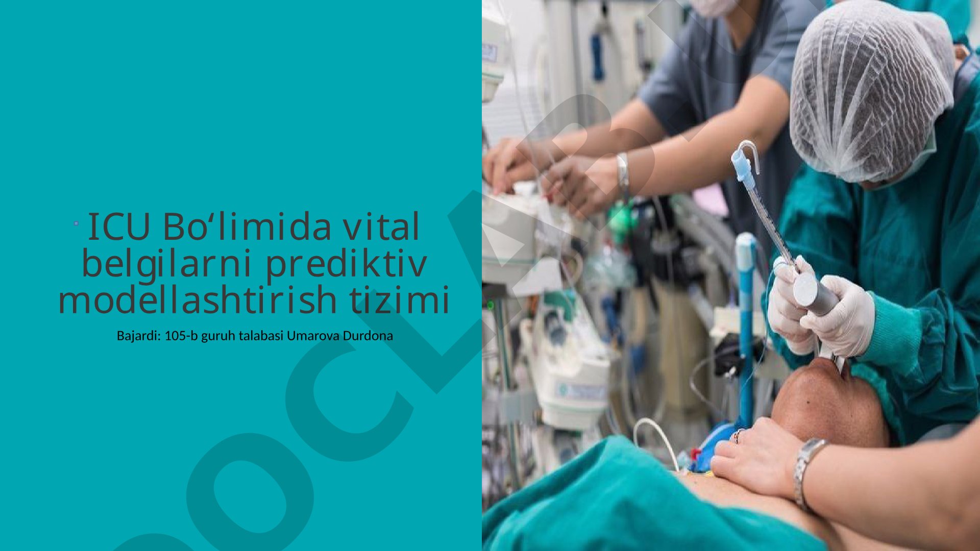 ICU Bo‘limida vital belgilarni prediktiv modellashtirish tizimi
