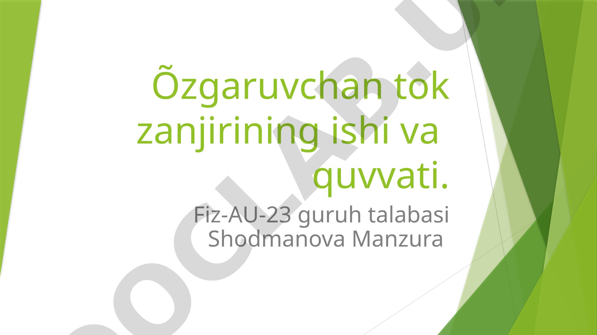 O'zgaruvchan tok zanjirining ishi va quvvati