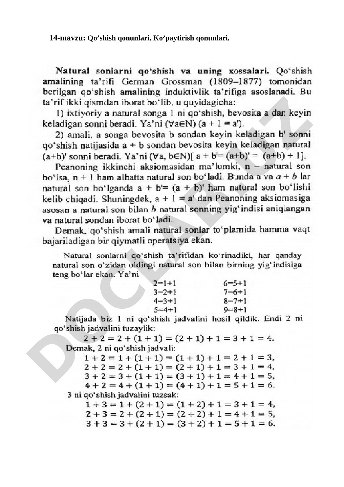 Qo'shish qonunlari. Ko'paytirish qonunlari