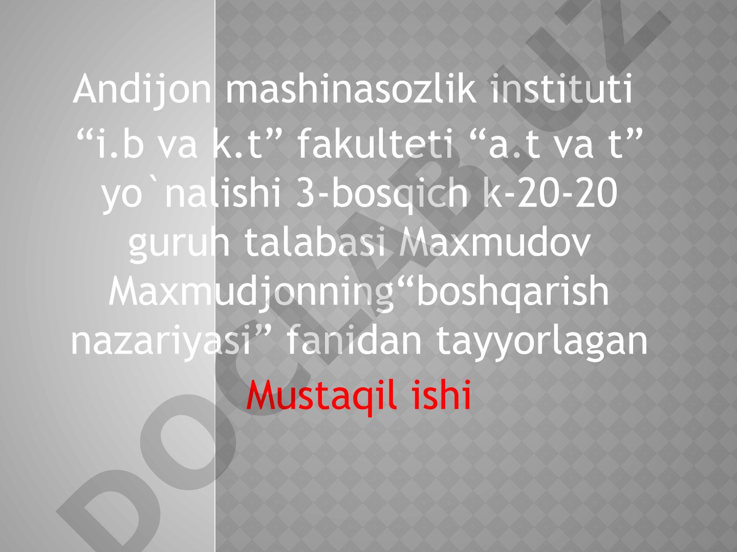 AVTOMATIK BOSHQARISH TIZIMLARINING HARAKTERISTIKALARI