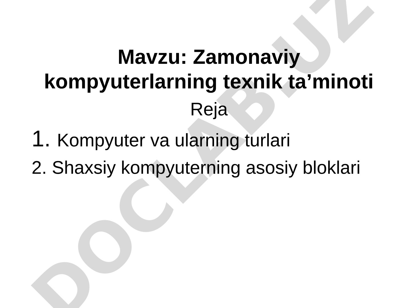 Zamonaviy kompyuterlarning texnik ta'minoti