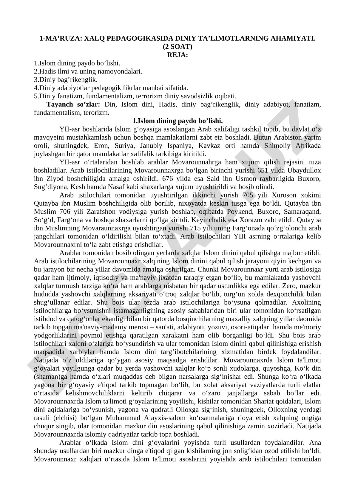 Xalq pedagogikasida diniy ta'limotlarning ahamiyati