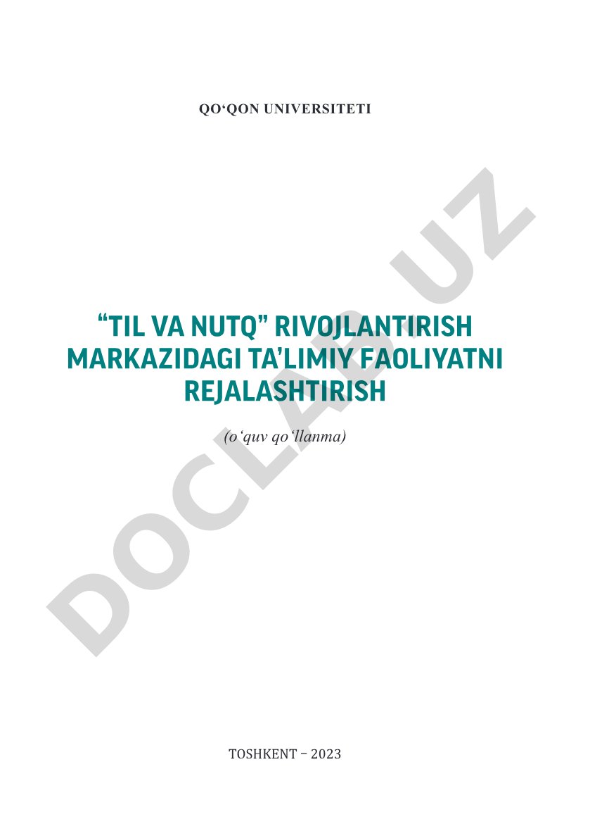 Til va nutq rivojlantirish markazidagi ta'limiy faoliyatni rejalashtirish