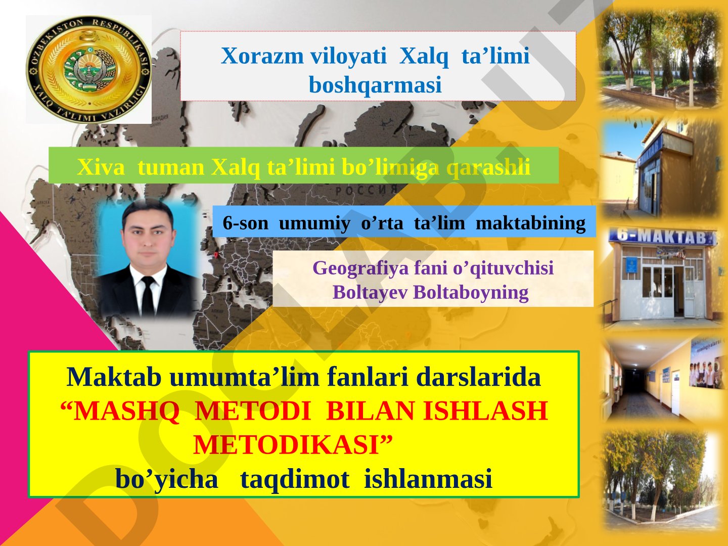Mashq metodi bilan ishlash metodikasi