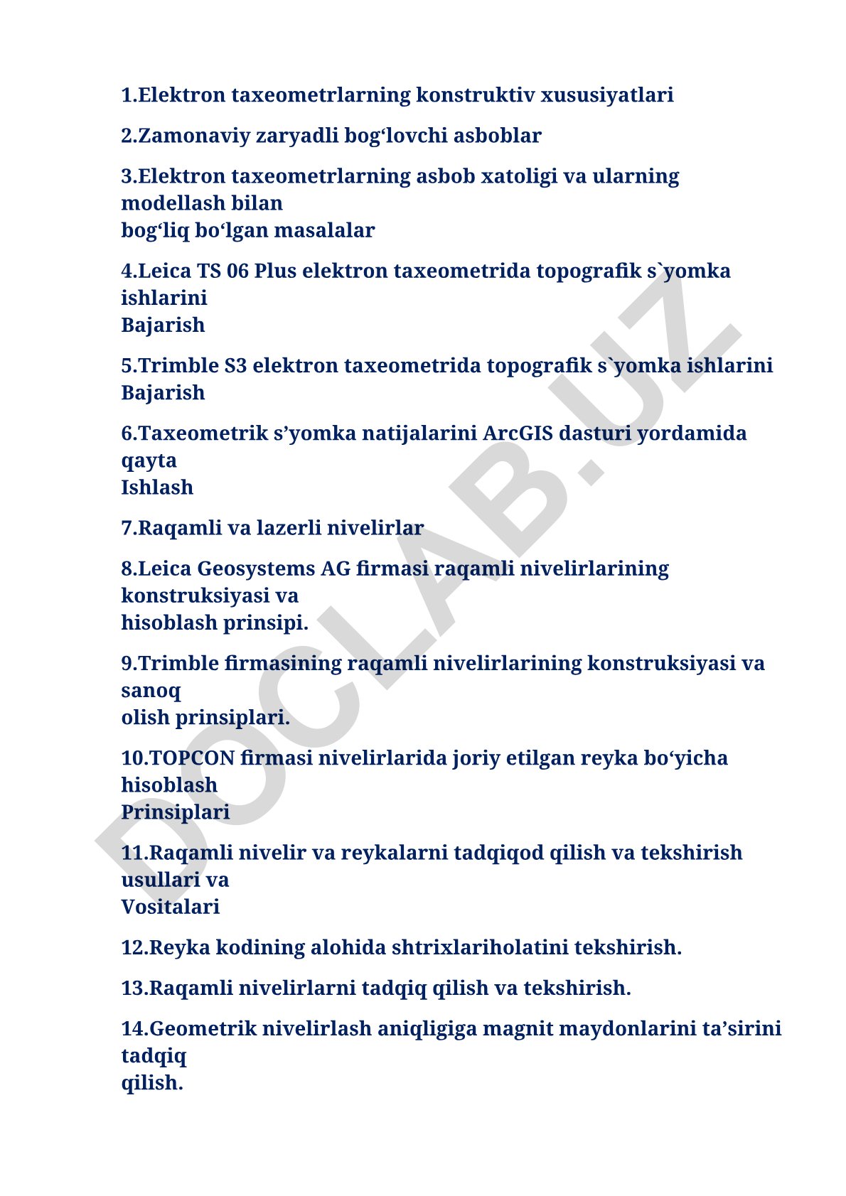 Elektron taxeometrlar va raqamli nivelirlarning konstruksiyasi va ishlash prinsiplari