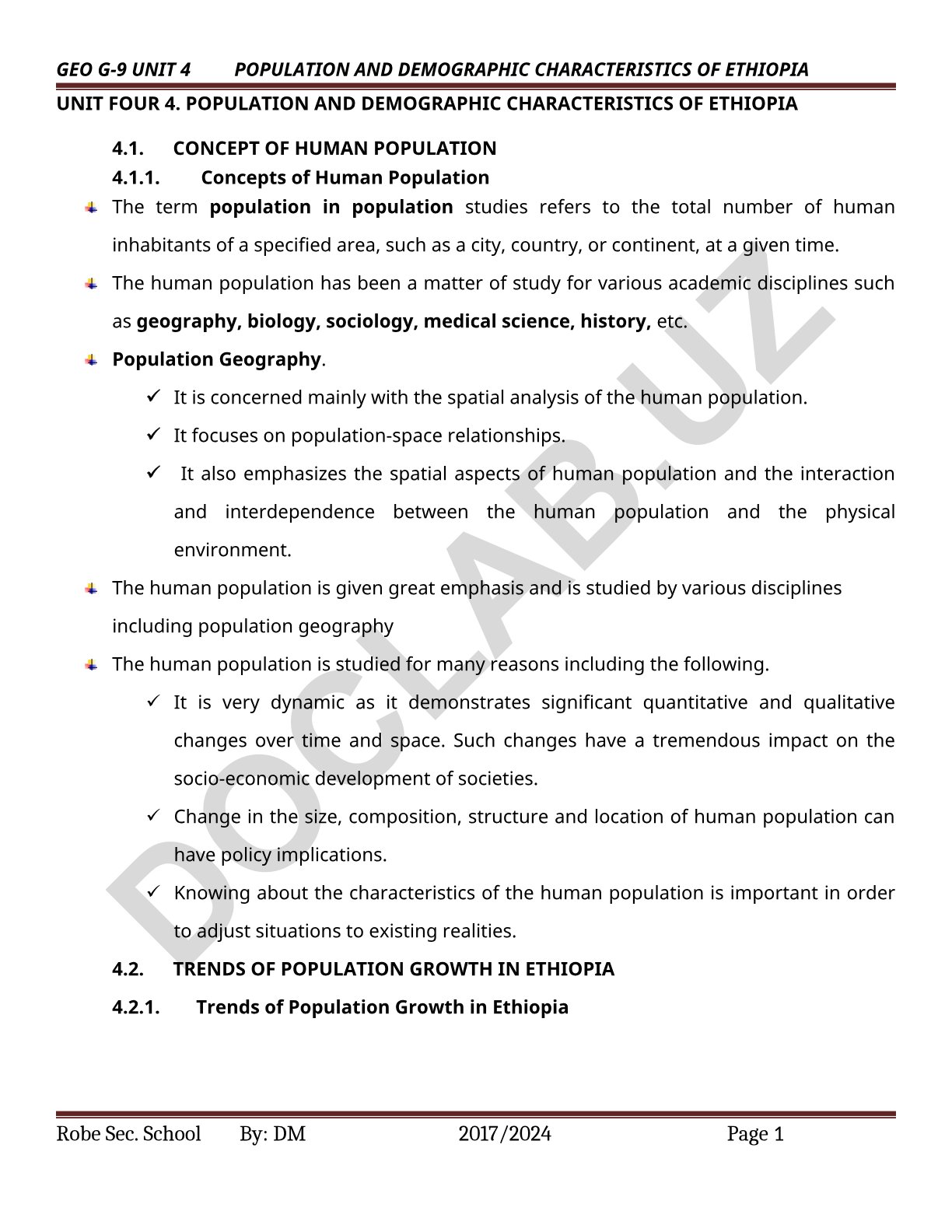 Population and Demographic Characteristics of Ethiopia