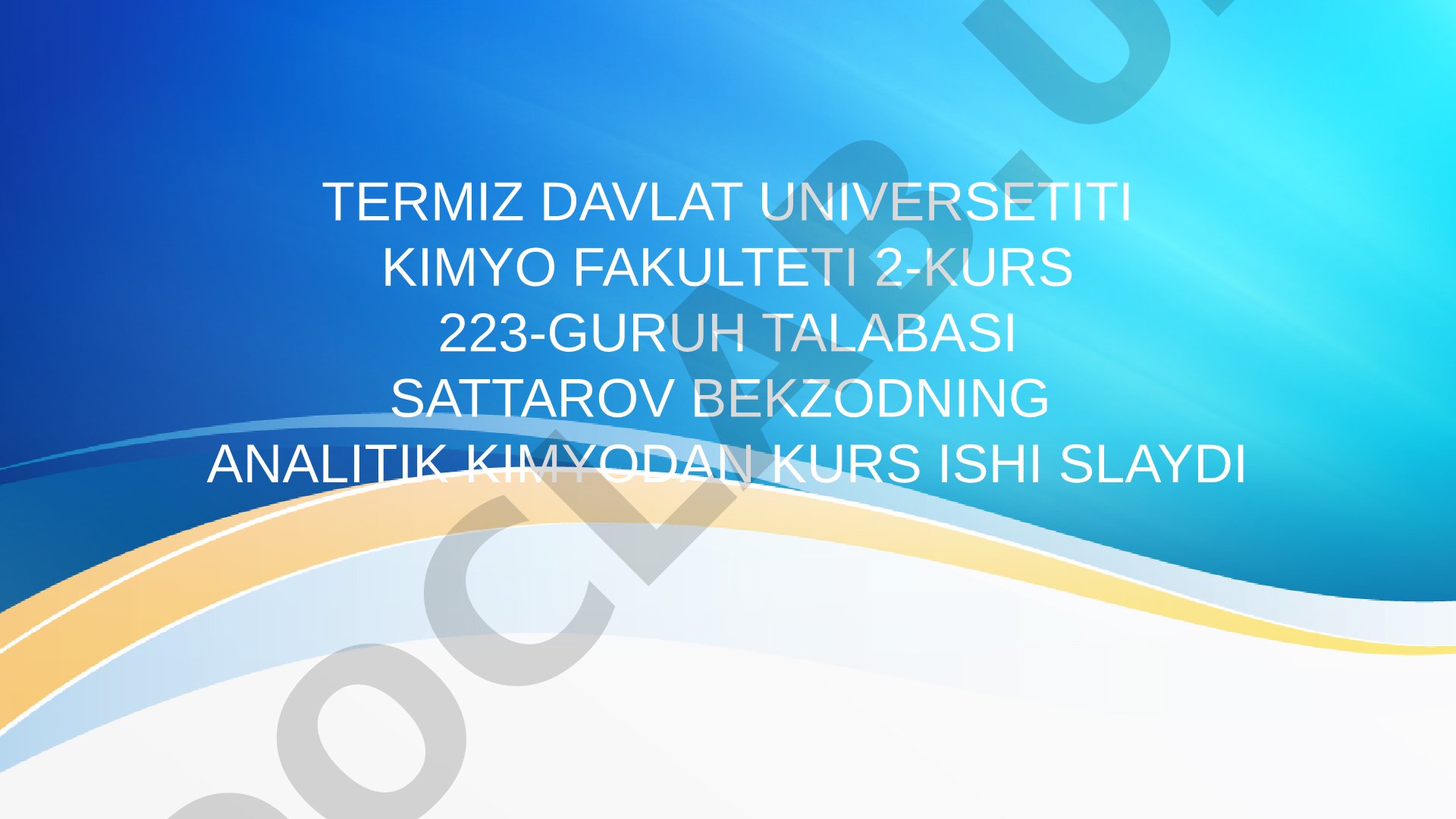 Fe(III)ionini sulfasolitsil bilan spektrofotometrik usulda aniqlashning optimal sharoitlarini o’rganish
