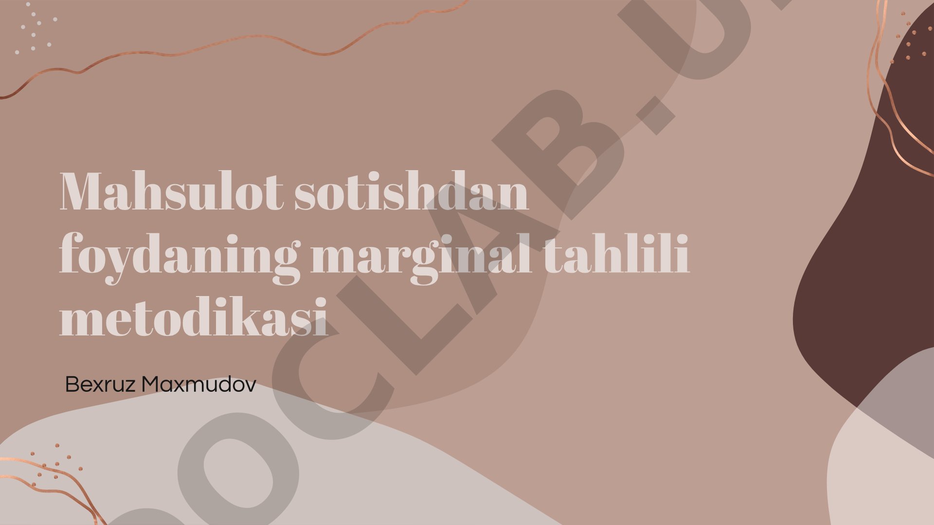 Mahsulot sotishdan foydaning marginal tahlili metodikasi