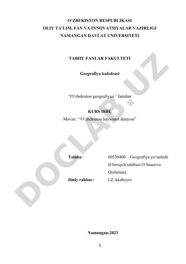 O‘zbekiston hayvonot dunyosi