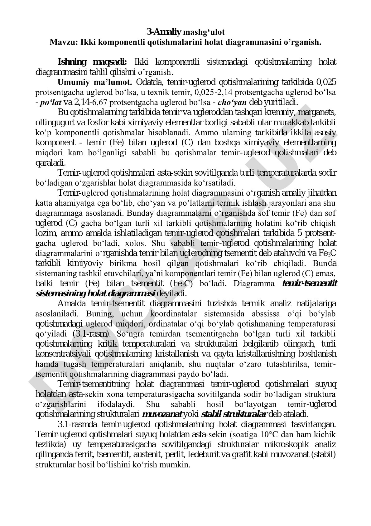 Ikki komponentli qotishmalarini holat diagrammasini o'rganish