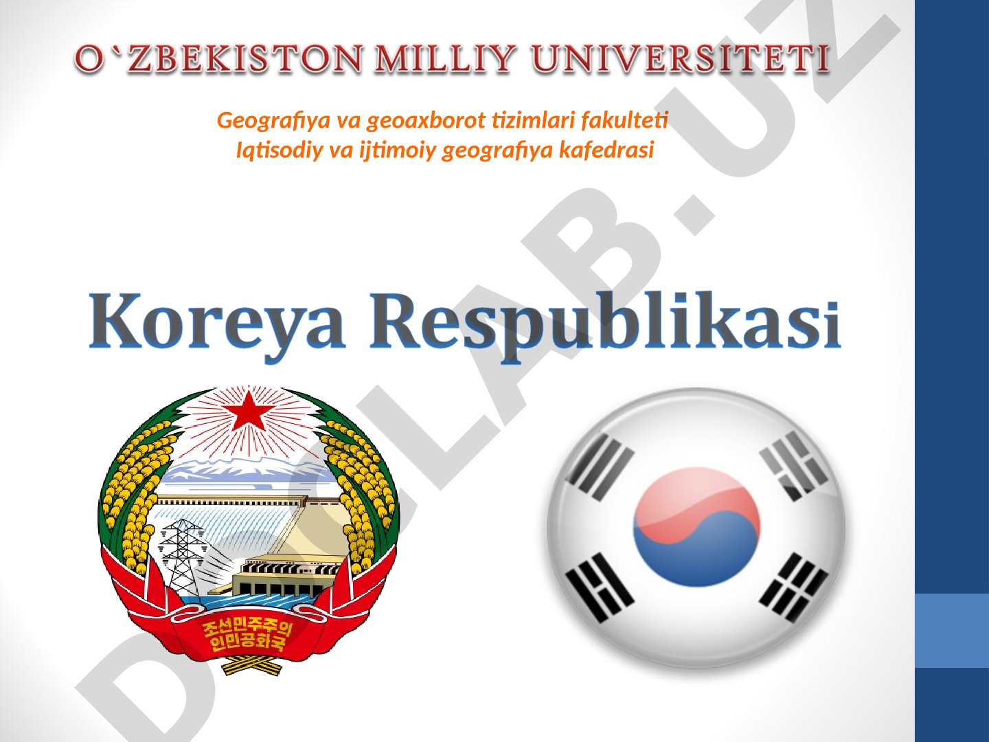 Janubiy Koreya Respublikasining iqtisodiy-ijtimoiy geografiyasi