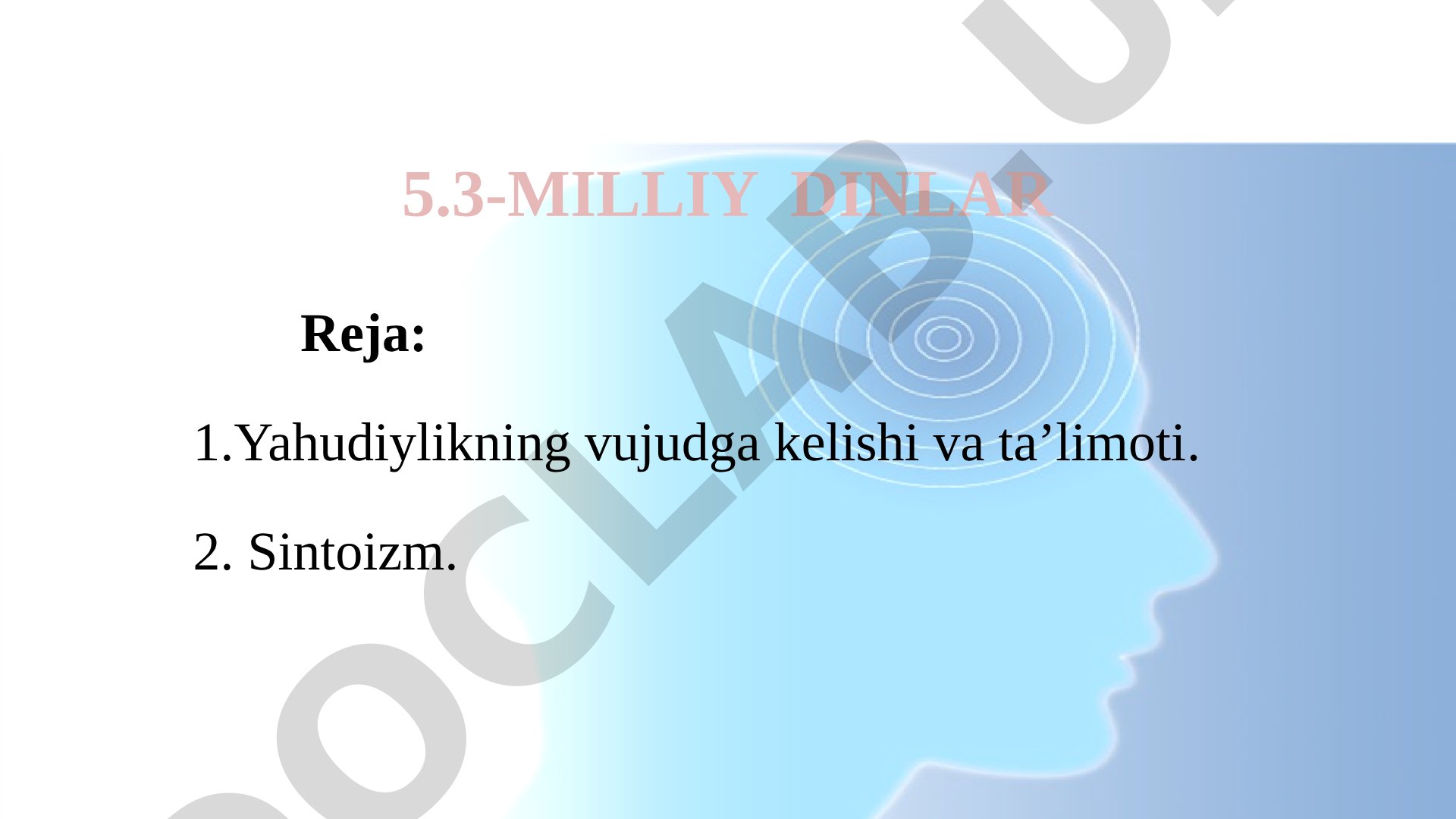 5.3-MILLIY DINLAR: Yahudiylik va Sintoizm