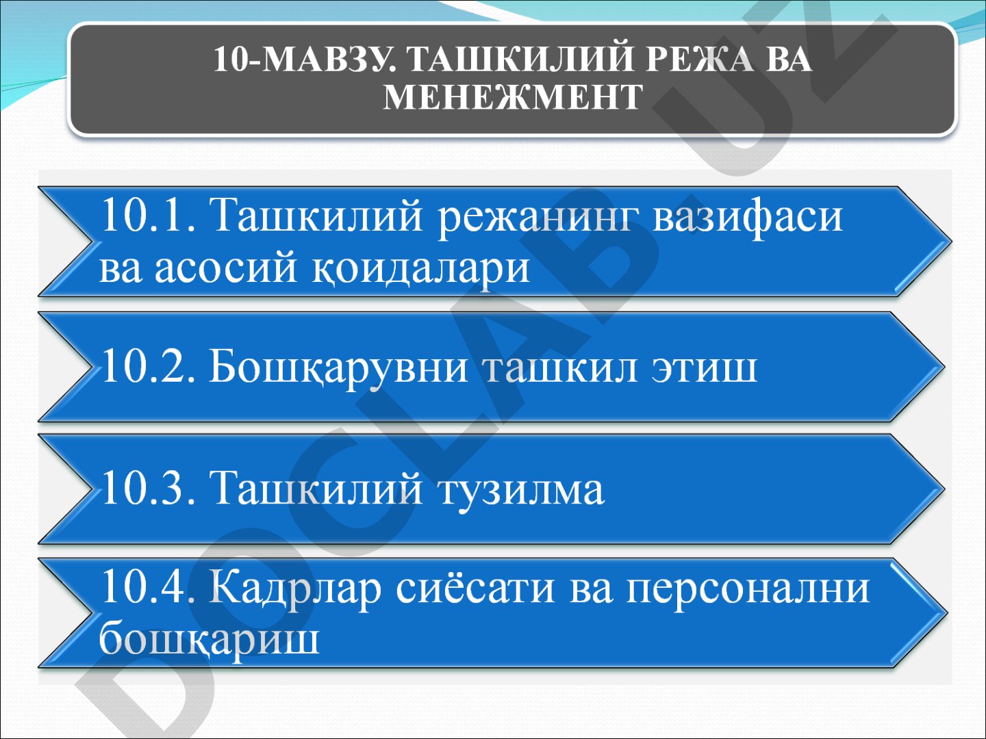 Tashkilot tushunchasi va resurslari