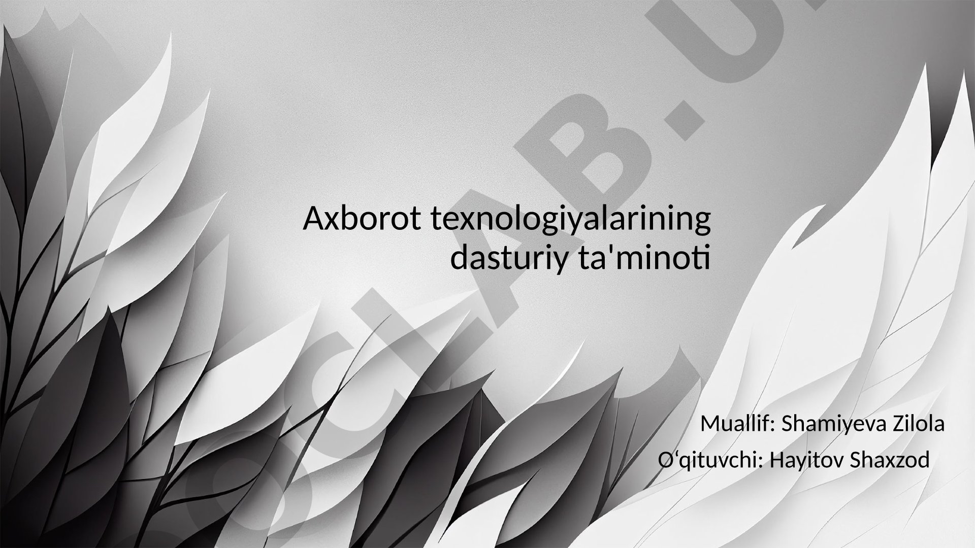 Axborot texnologiyalarining dasturiy ta'minoti