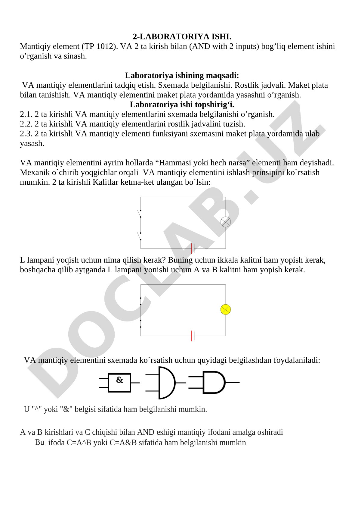 Mantiqiy element (TP 1012) VA 2 ta kirish bilan