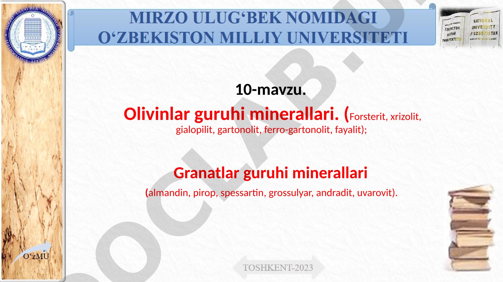 Olivinlar va granatlar guruhi minerallari