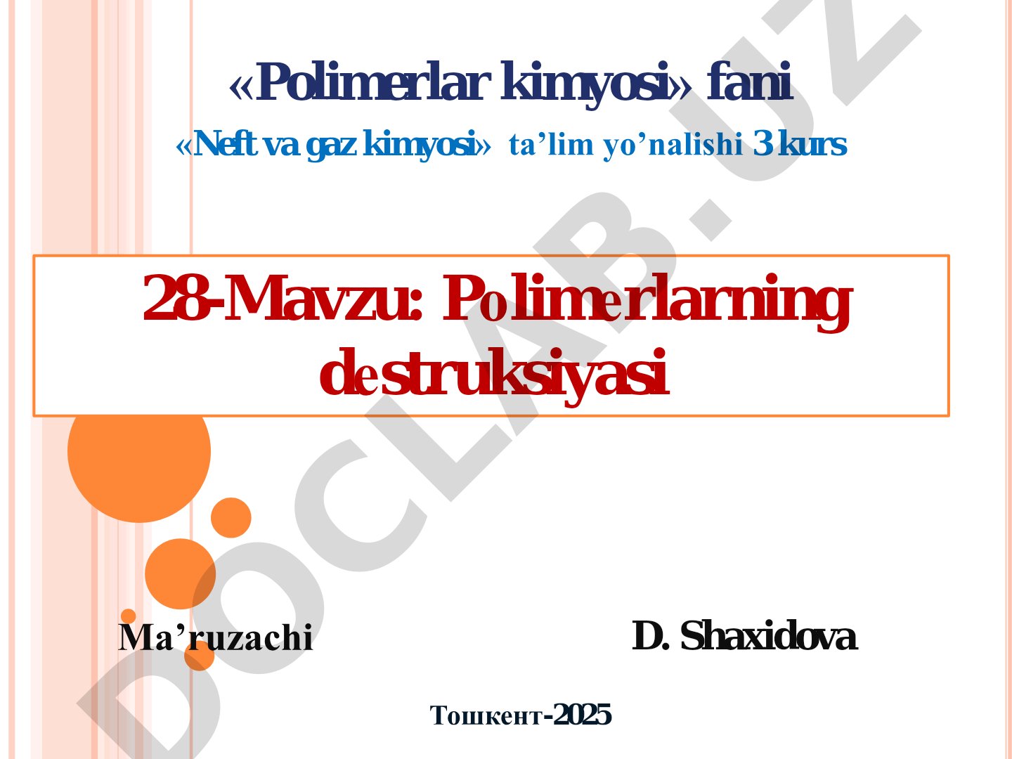 Polimerlarning destruktsiyasi