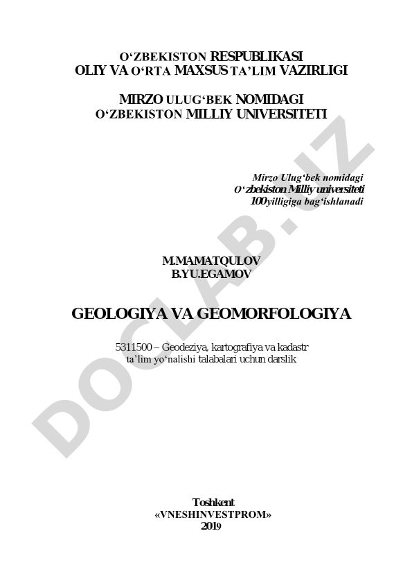 Geologiya va geomorfologiya