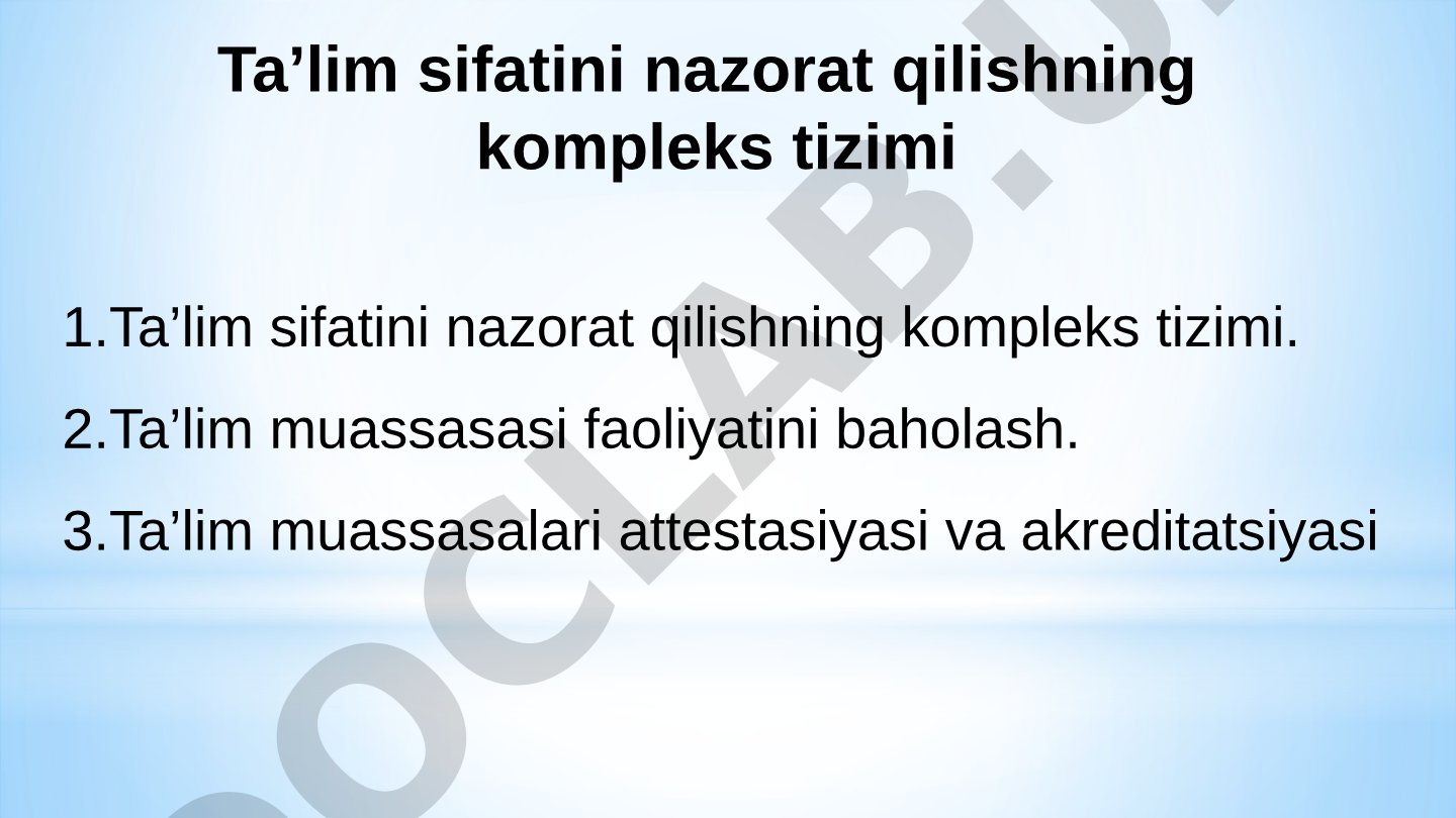 Ta'lim sifatini nazorat qilishning kompleks tizimi