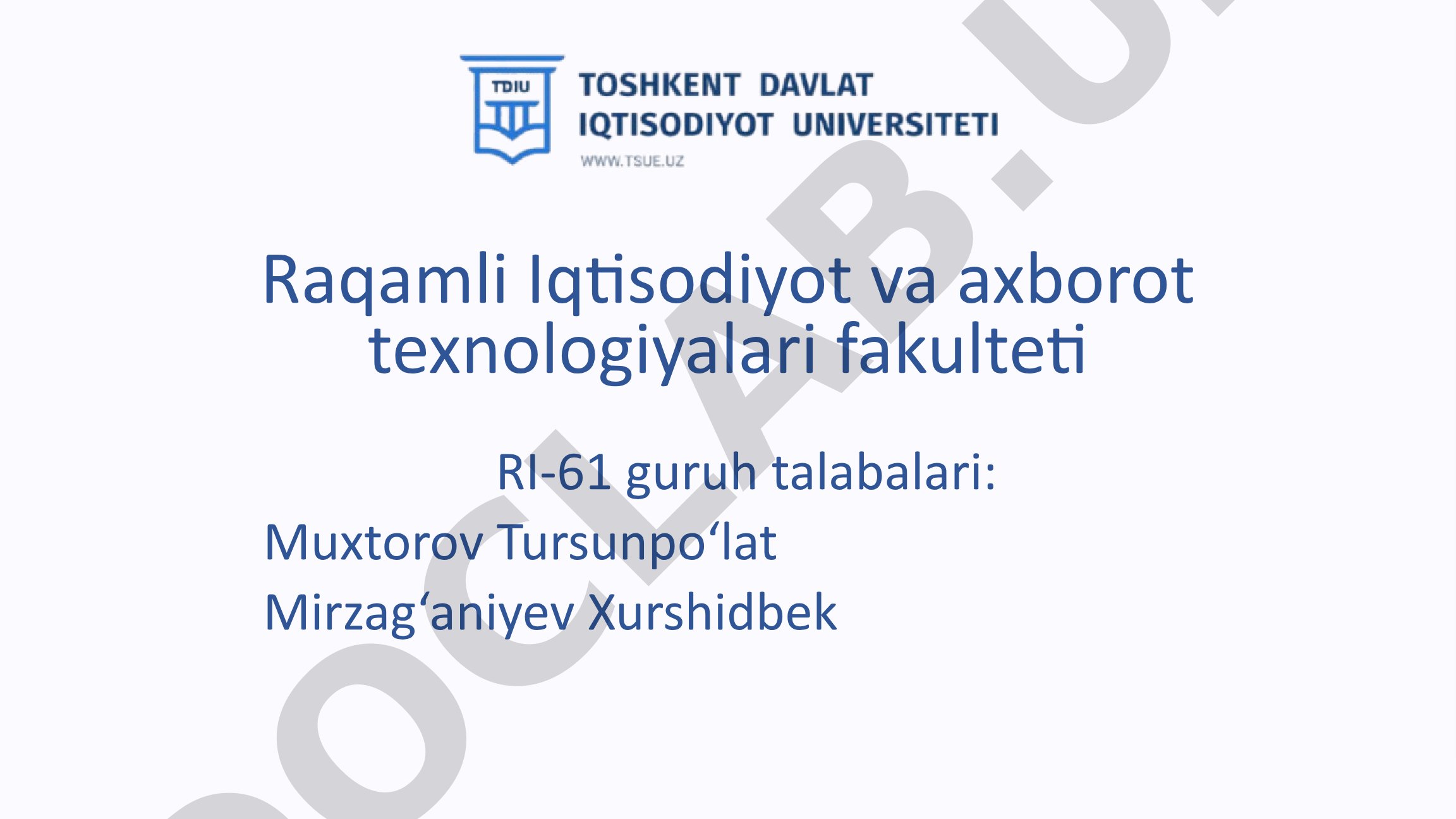 O‘zbekistonning pul tizimi, milliy valuta va uning elementlari haqida umumiy ma’lumot