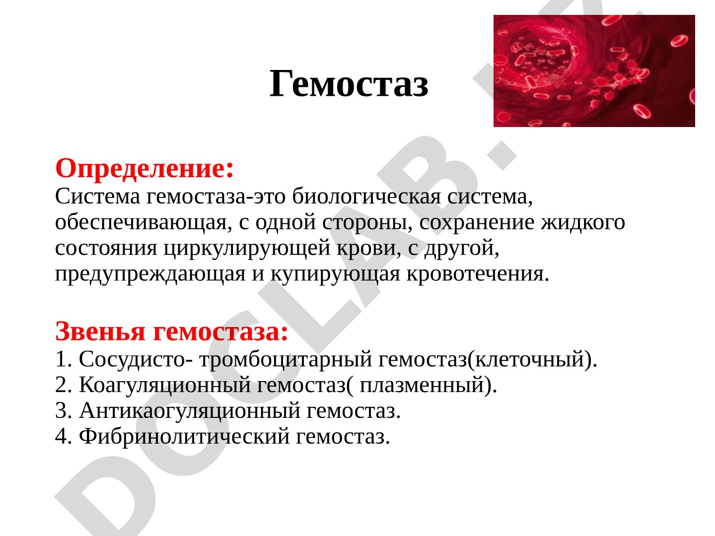 Гемостаз: определение, звенья и сосудисто-тромбоцитарный гемостаз