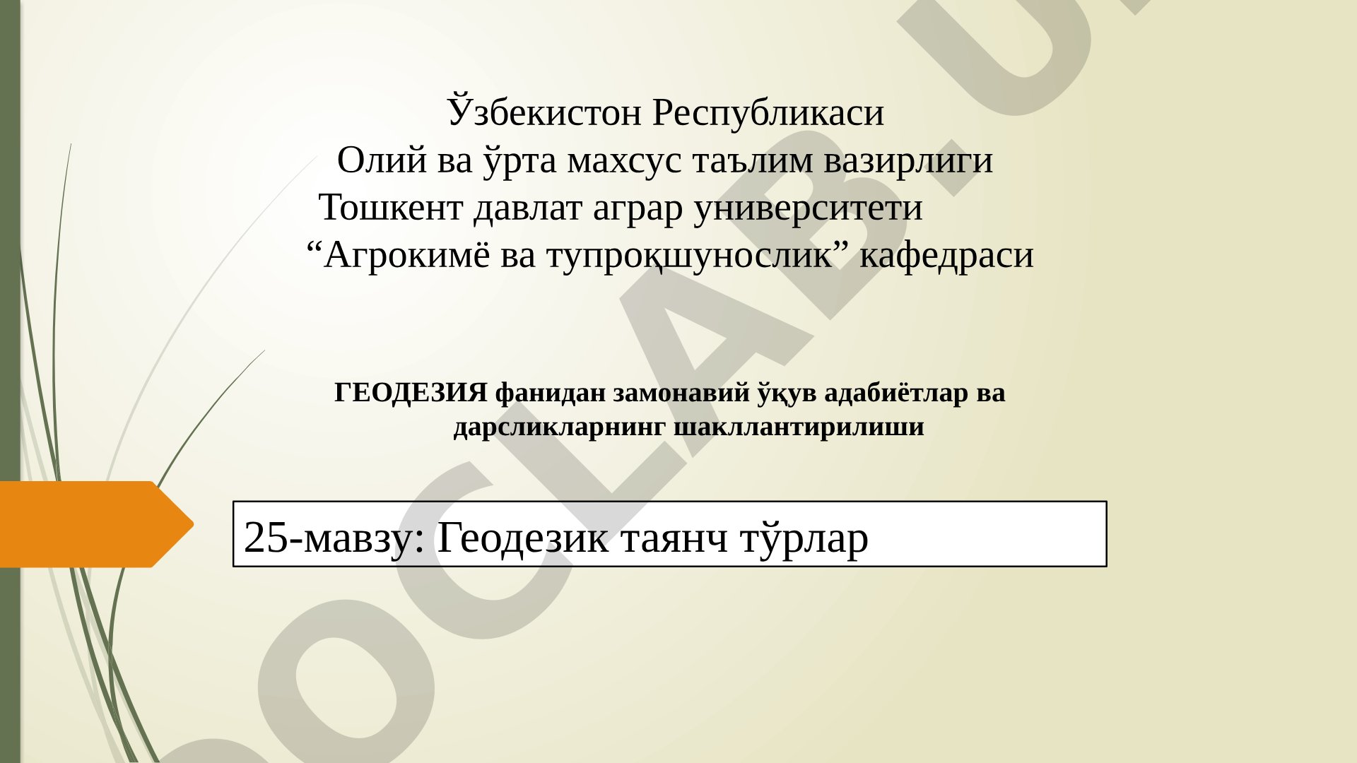 Геодезик таянч тўрлар