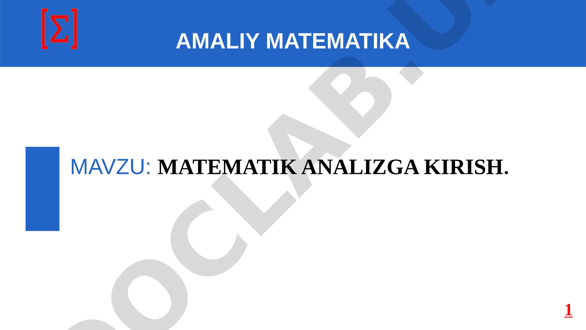 Matematik analizga kirish