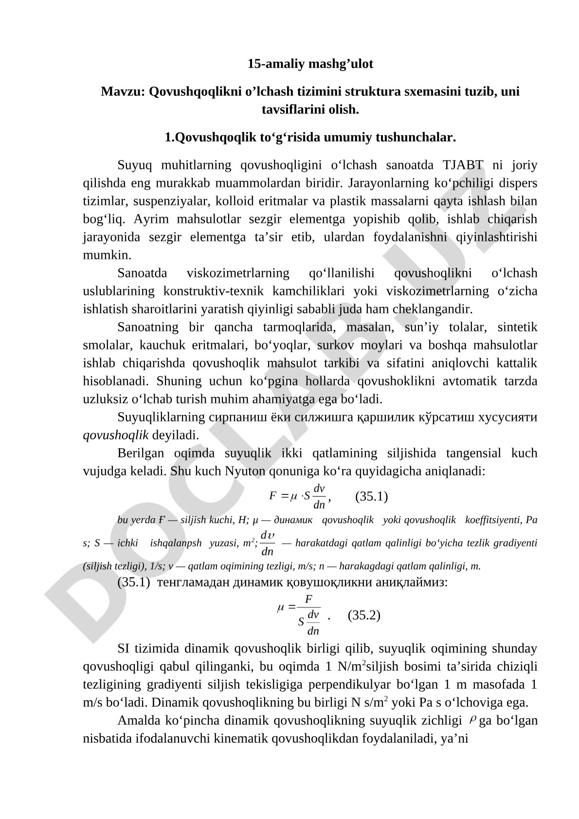 Qovushqoqlikni o'lchash tizimini struktura sxemasini tuzib, uni tavsiflarini olish