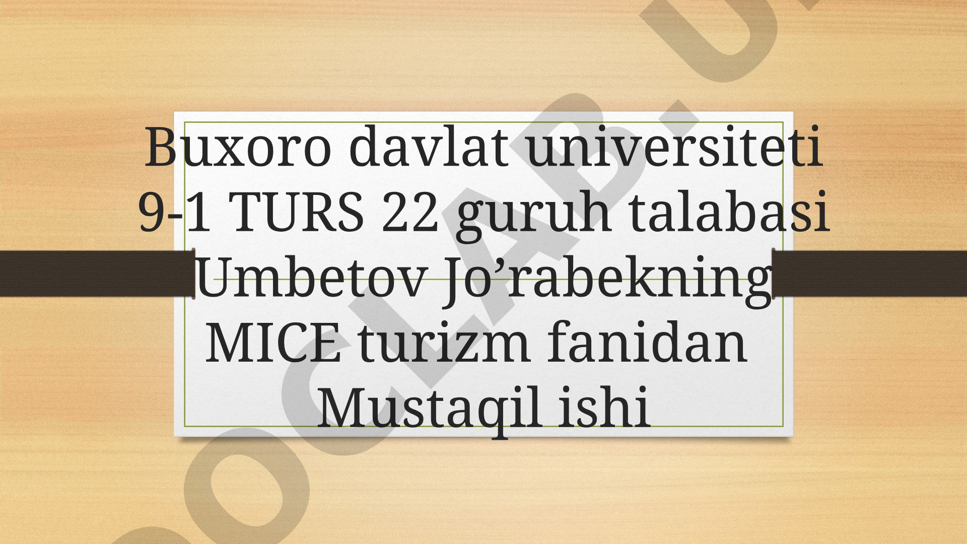Mini MICE Tadbir Loyihasi Bukhara Tourism Innovation Forum 2026