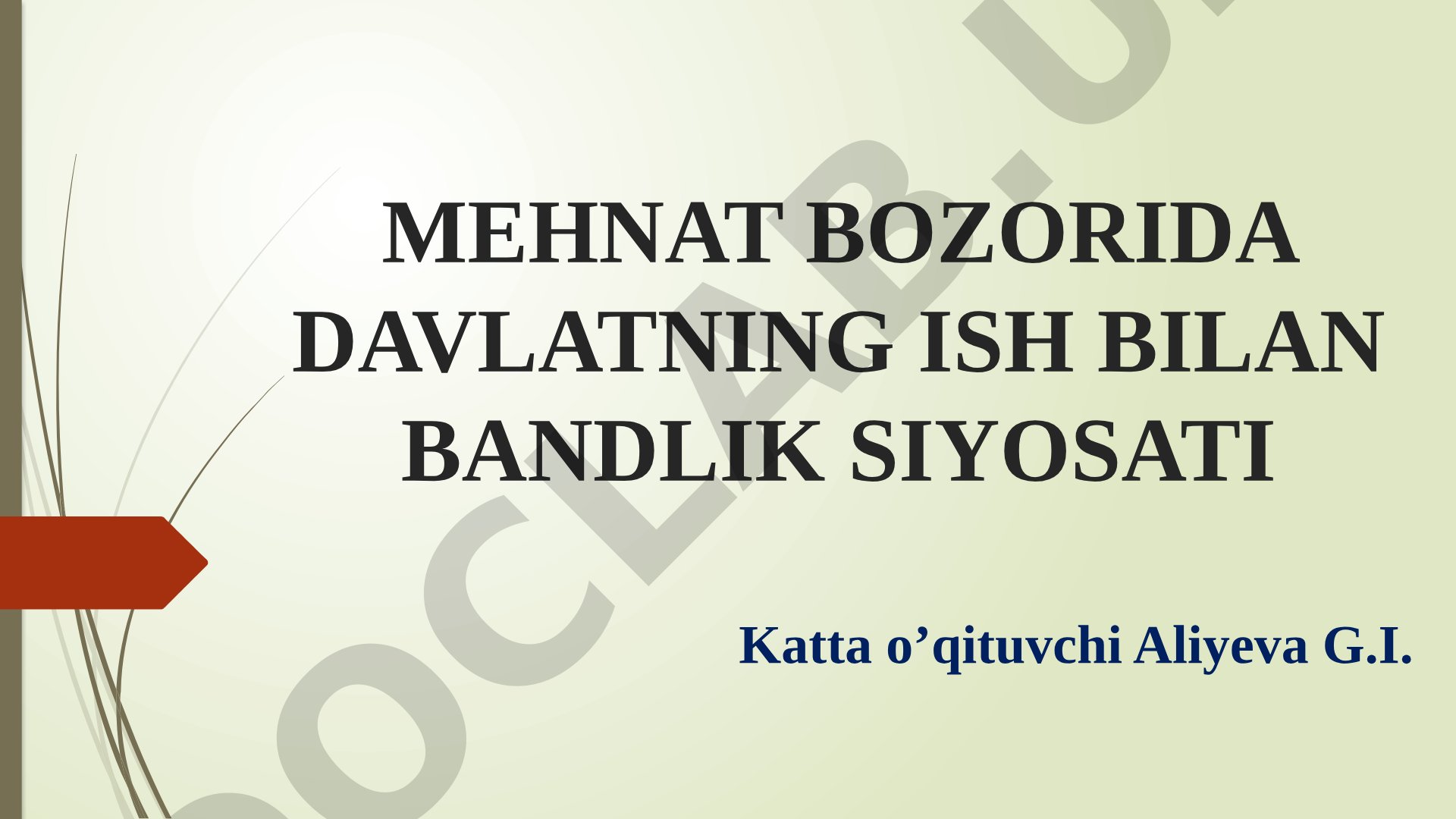Mehnat bozorida davlatning ish bilan bandlik siyosati