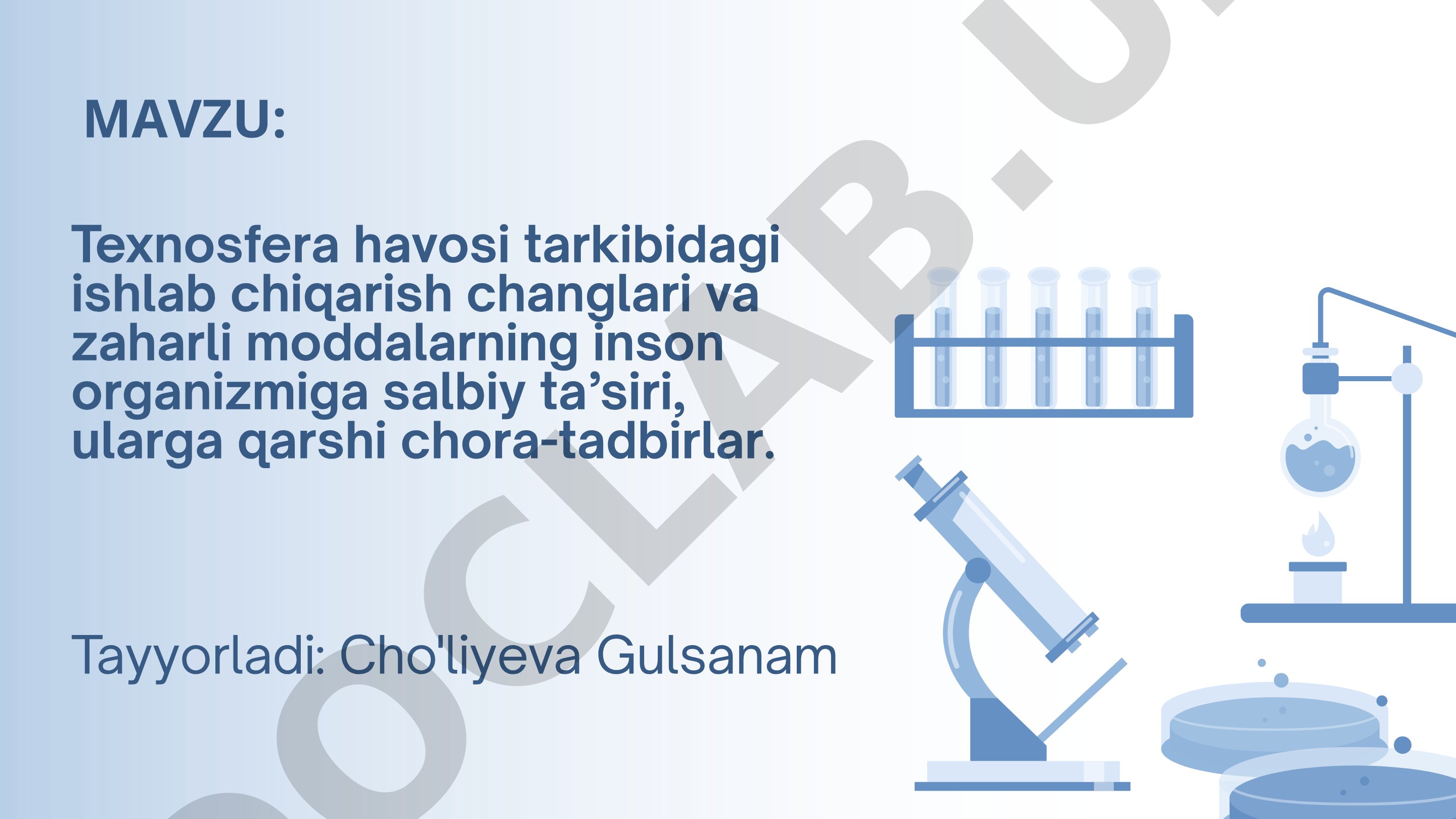 Texnosfera havosi tarkibidagi ishlab chiqarish changlari va zaharli moddalarning inson organizmiga salbiy ta’siri, ularga qarshi chora-tadbirlar