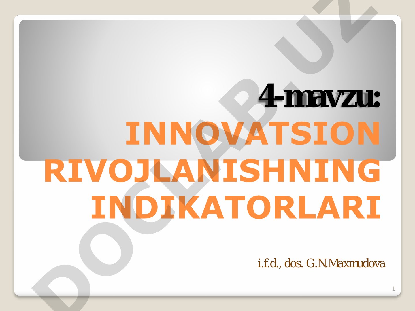 Innovatsion rivojlanishning indikatorlari