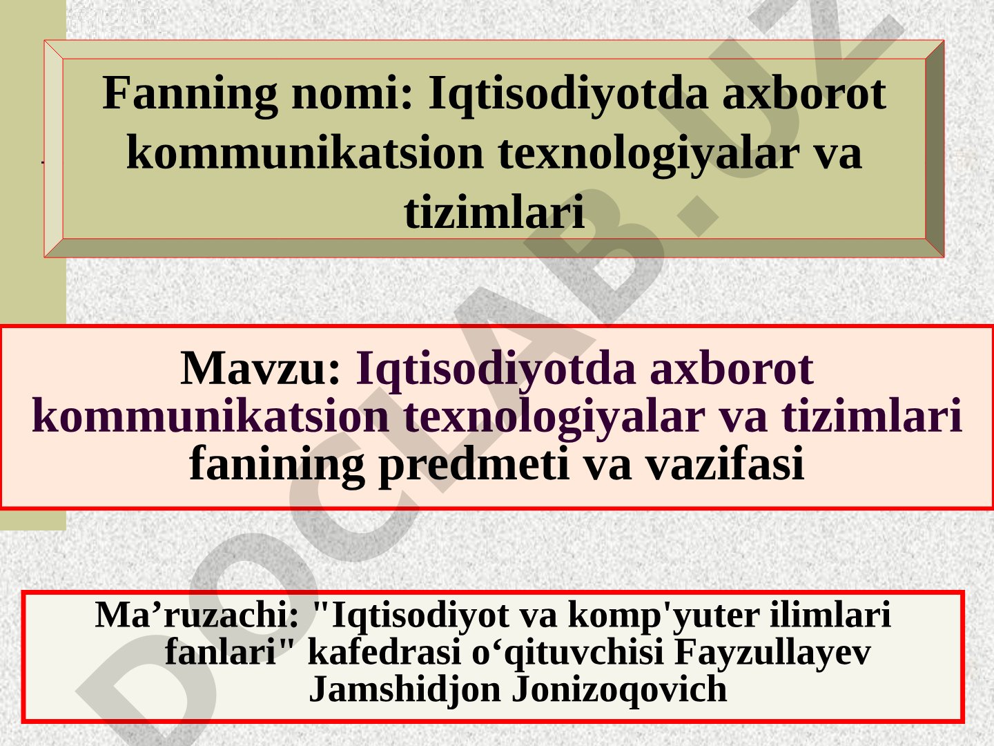 Iqtisodiyotda axborot tizimlari va texnologiyalari