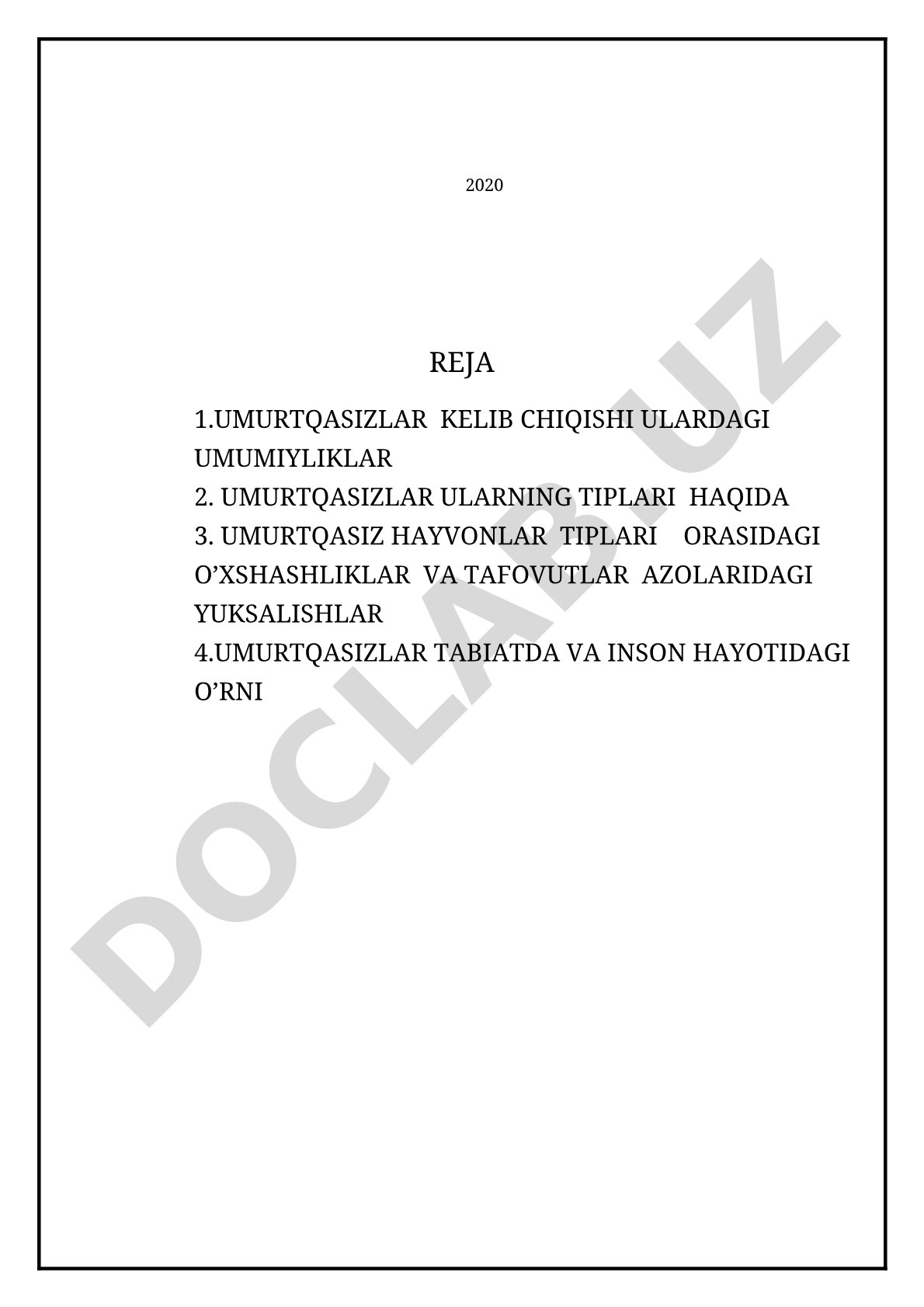 Umurtqasiz hayvonlar azolar tizimi evolutsiyasi