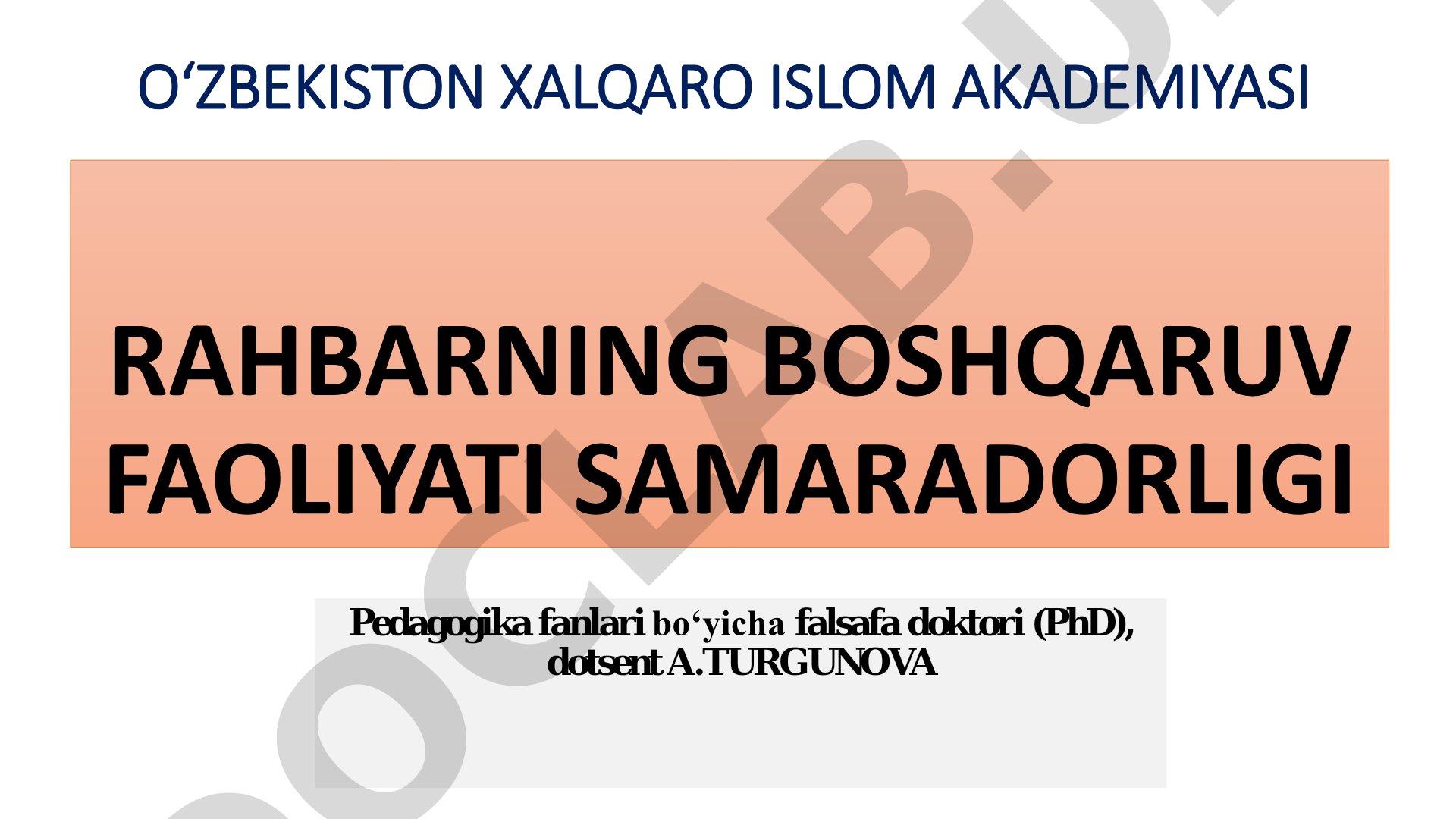 Rahbarning boshqaruv faoliyati samaradorligi
