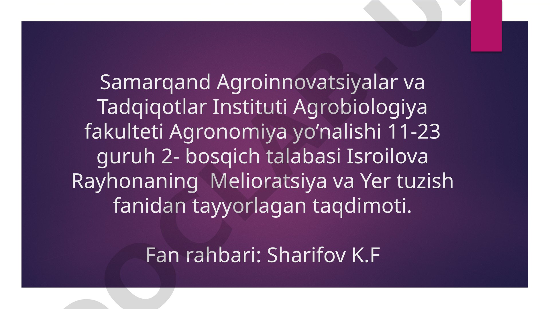 Sho’rlangan yerlarda asosiy sho’ri yuvib bo’lingandan keyin ekiladigan dastlabki o’zlashtirish ekinlarini yetishtirish texnologiyalari