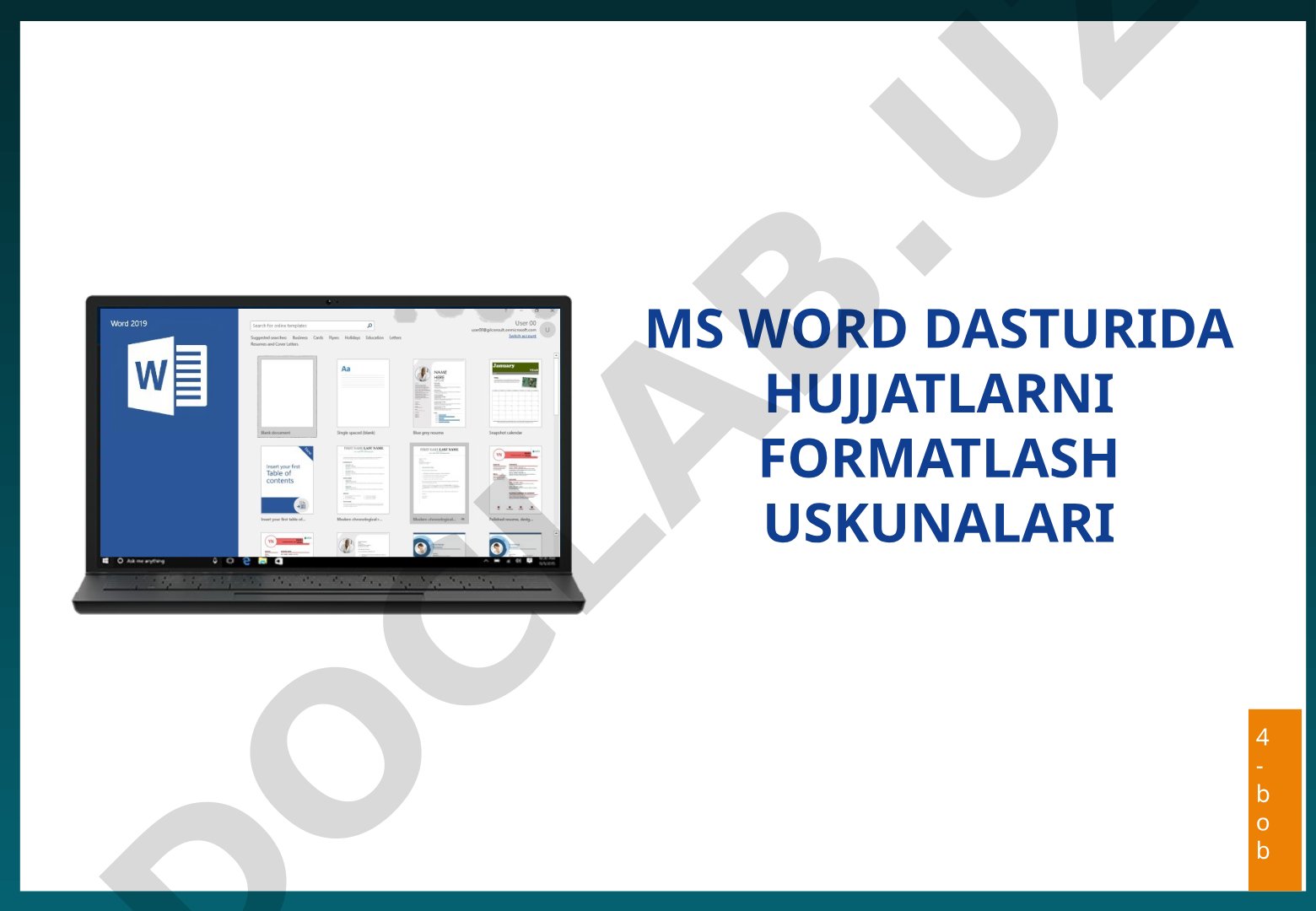 MS Word dasturida hujjatlarni formatlash uskunalari