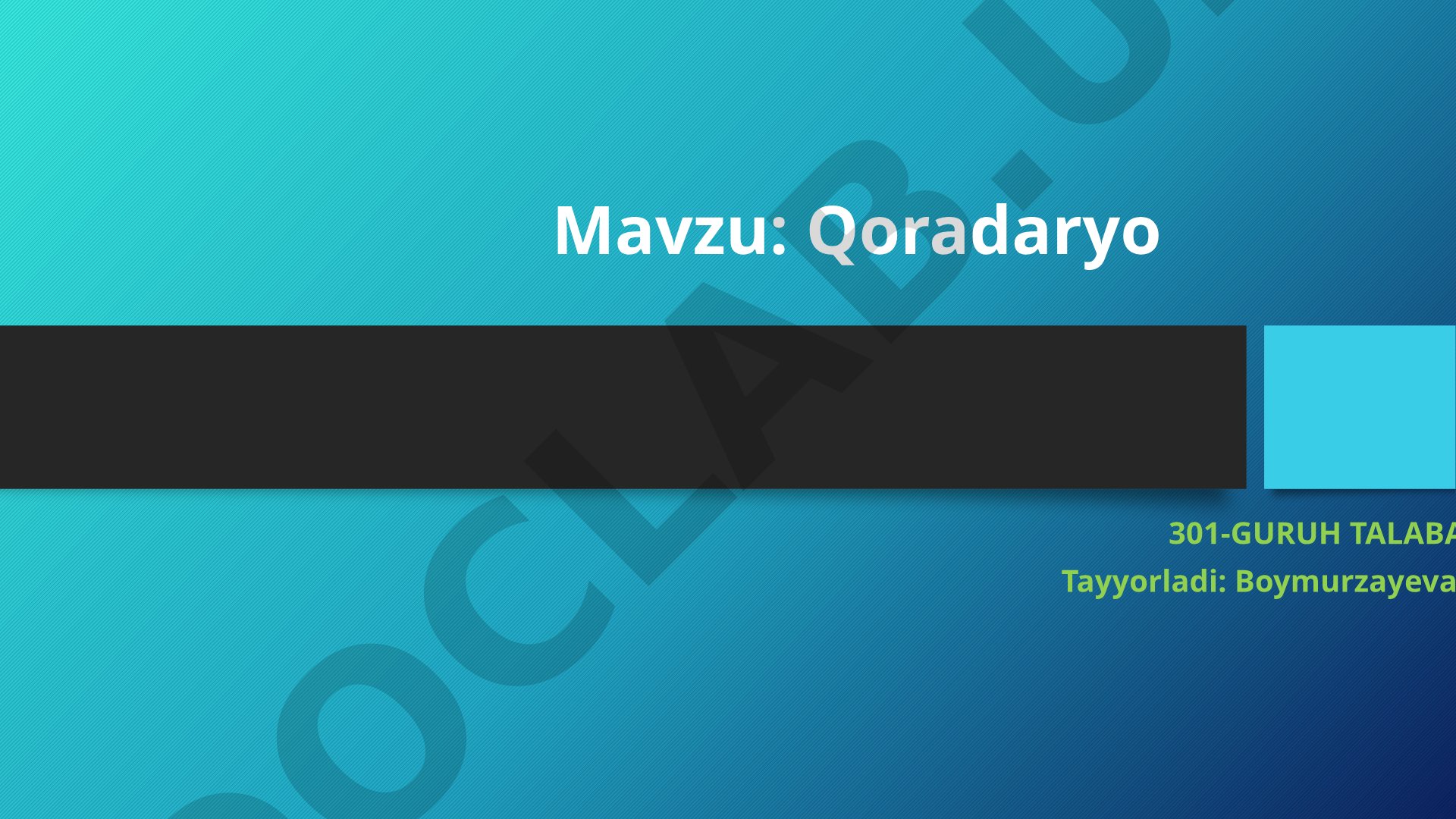 Qoradaryo daryosi haqida ma'lumot