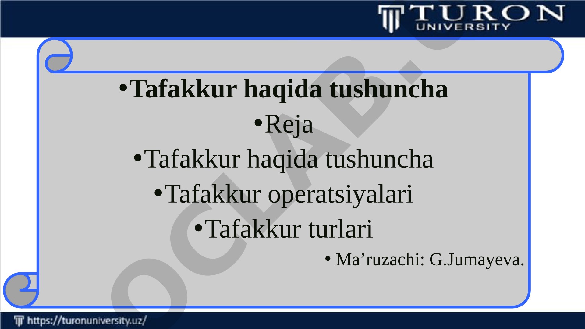 Tafakkur jarayoni, uning operatsiyalari va turlari haqida