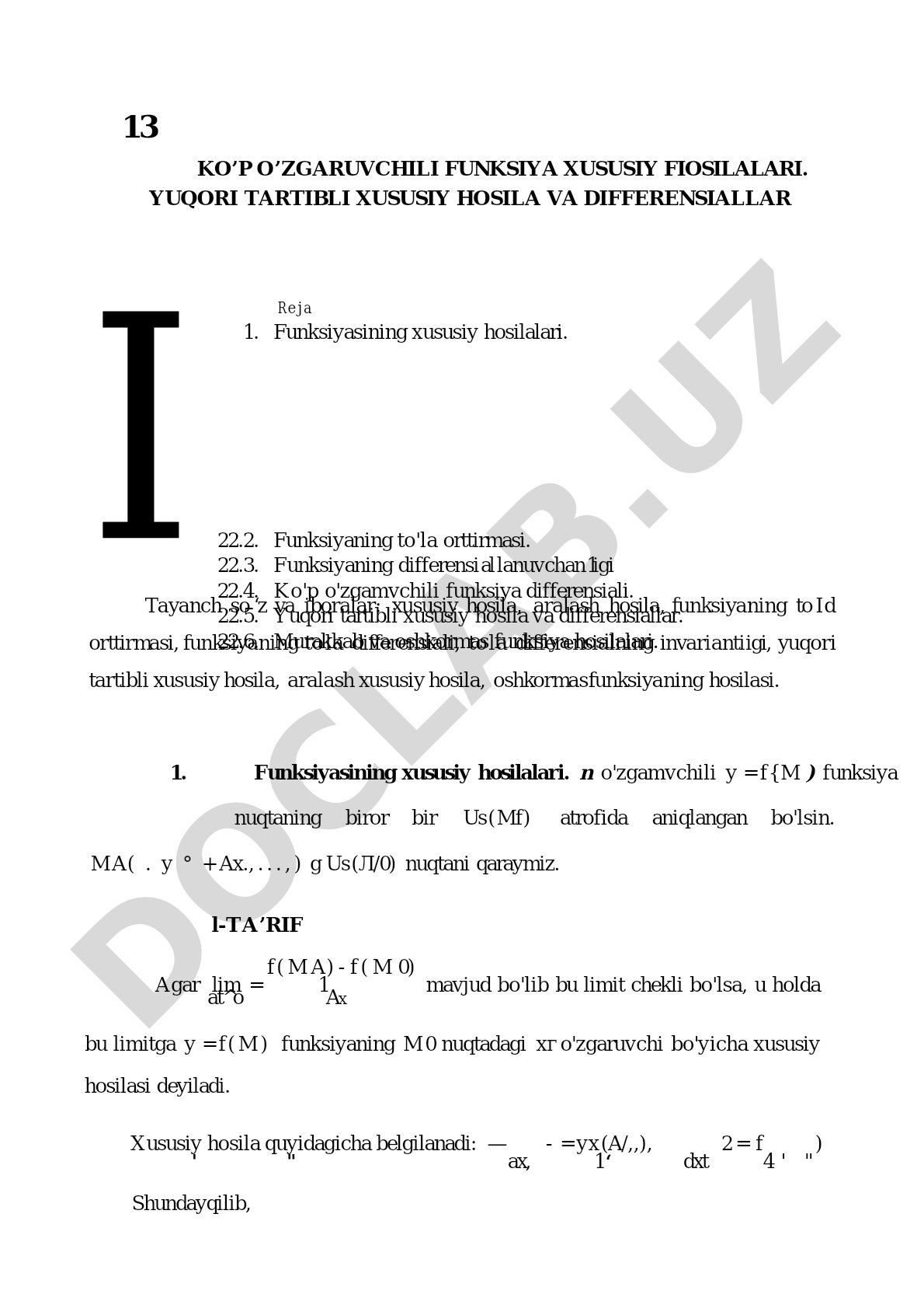Ko'p o'zgaruvchili funksiya xususiy hosilalari, yuqori tartibli hosila va differensiallar